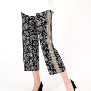 Susan Graver Regular Printed Liquid Knit Wide Leg Crop Pants XL